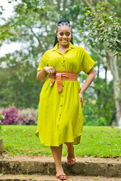Kaia Shirt Dress - Lime Green