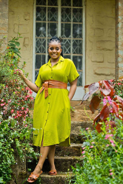 Kaia Shirt Dress - Lime Green