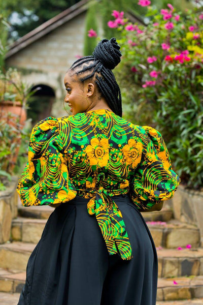 Lila African Print Wrap Top