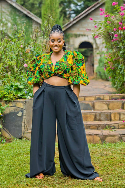 Lila African Print Wrap Top