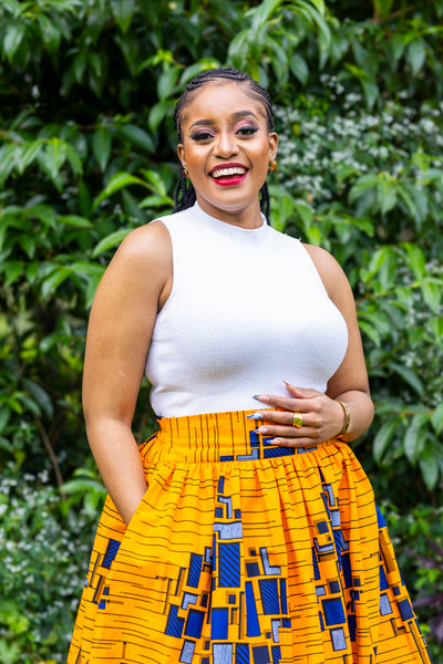 Lily African Print Maxi Skirt - Orange Print