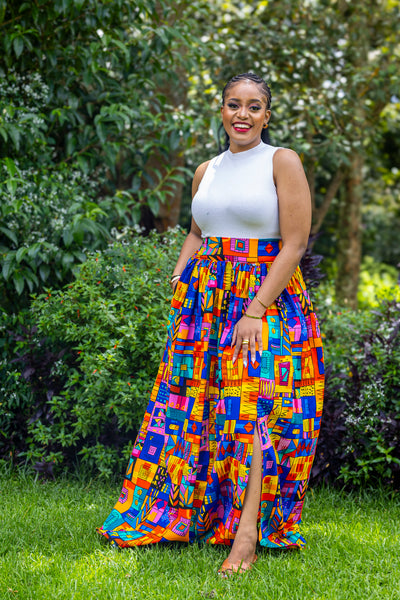 Lily African Print Maxi Skirt - Tribal Print