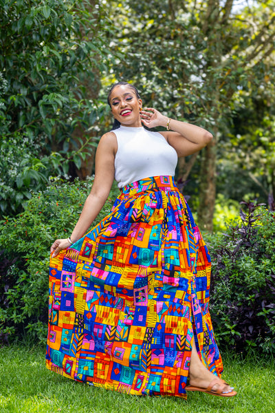 Lily African Print Maxi Skirt - Tribal Print