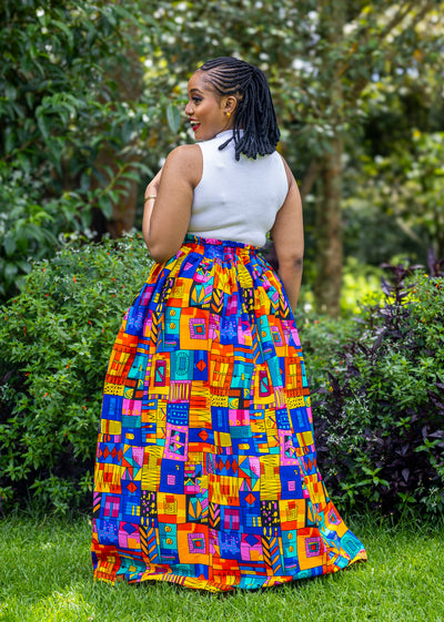 Lily African Print Maxi Skirt - Tribal Print