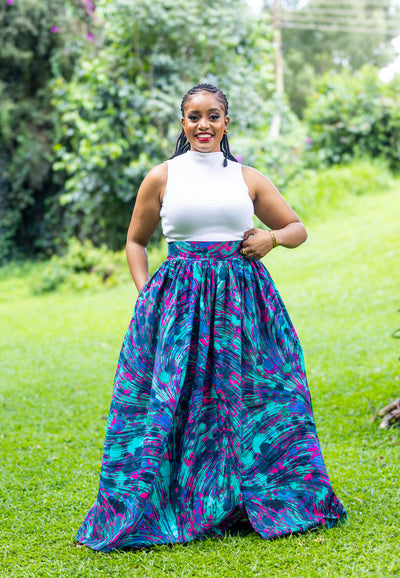 Lily African Print Maxi Skirt