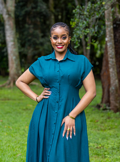 Iris Midi Shirt Dress - Crystal Teal