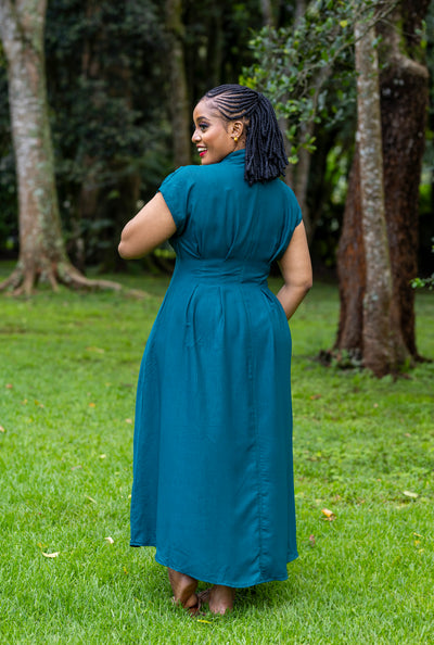 Iris Midi Shirt Dress - Crystal Teal