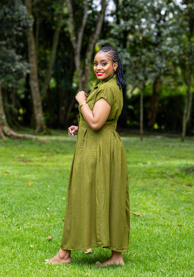 Iris Midi Shirt Dress - Hunters Green