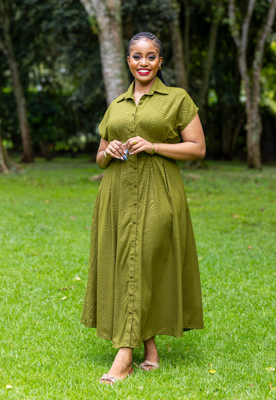 Iris Midi Shirt Dress - Hunters Green