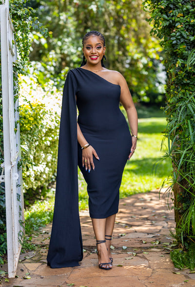 Cinnamon Cape Dress - Black