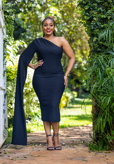 Cinnamon Cape Dress - Black