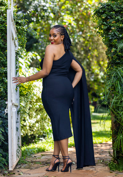 Cinnamon Cape Dress - Black