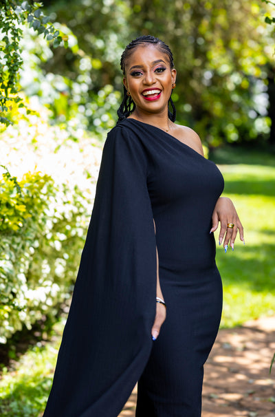 Cinnamon Cape Dress - Black