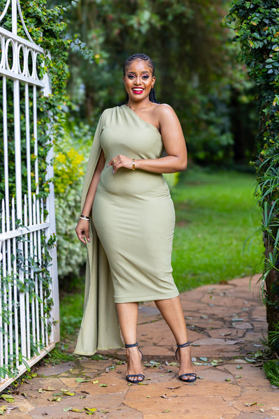 Cinnamon Cape Dress - Sage Green