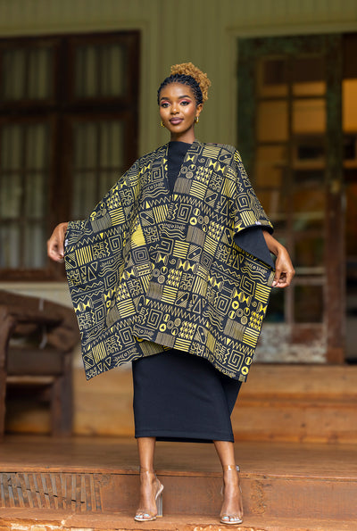 Ndege Reversible Cape - Black/ Mustard