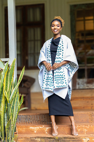 Ndege Reversible Cape - White