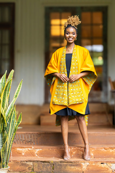 Ndege Reversible Cape - Mustard