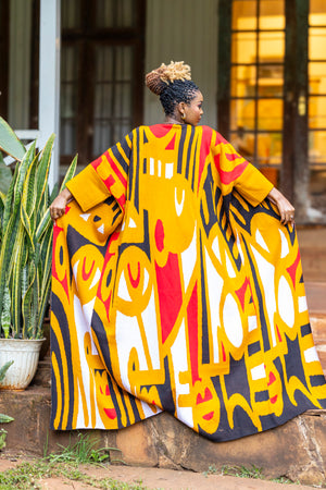 Maple Tribal Print Kimono - Mustard