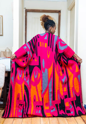 Maple Tribal Print Kimono - Pink