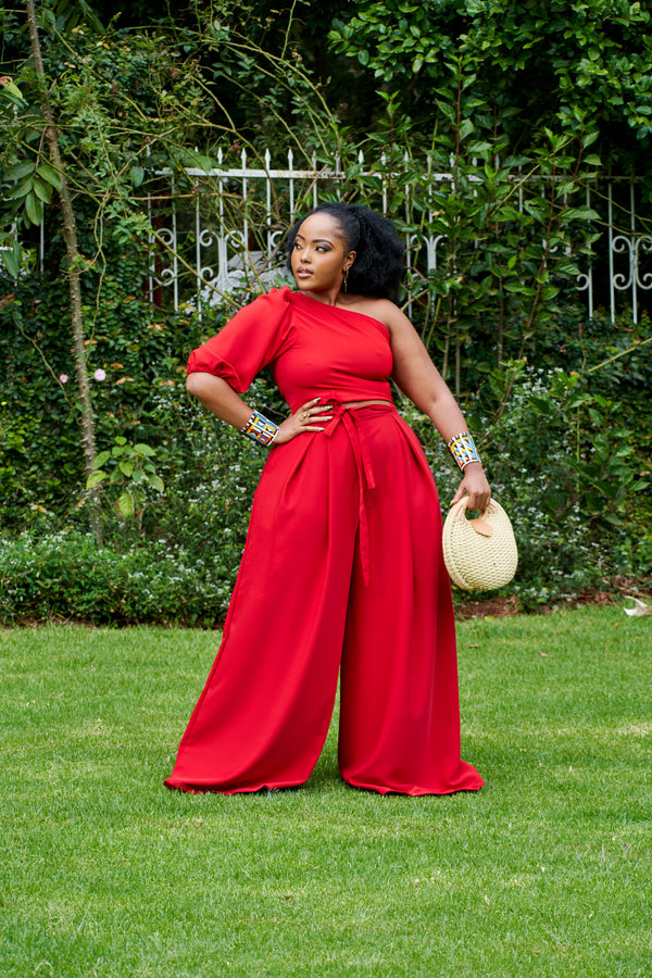 Tulips Palazzo Pants - Red