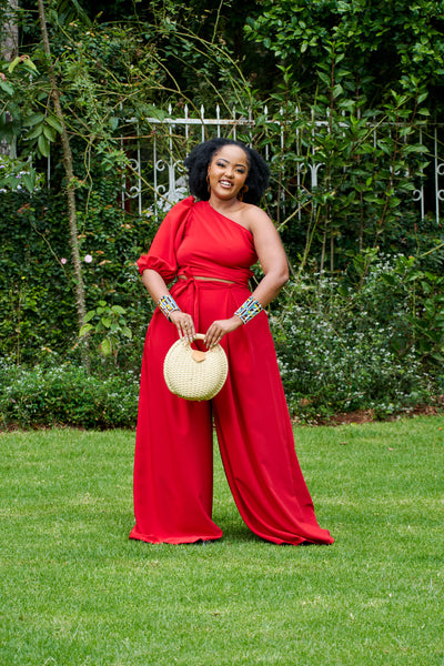 Tulips Palazzo Pants - Red