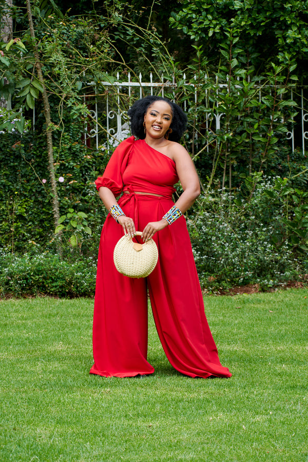 Tulips Palazzo Pants - Red