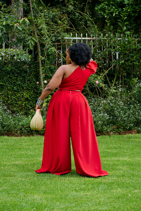 Tulips Palazzo Pants - Red