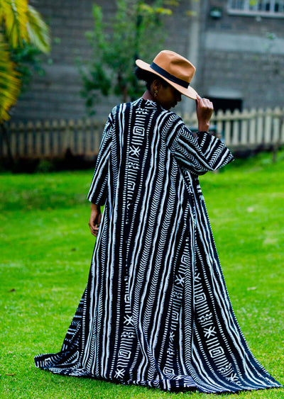 Marijani African Print Kimono - Black & White Print