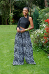 Ifunaya Palazzo Pants - Black & White Print