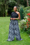 Ifunaya Palazzo Pants - Black & White Print