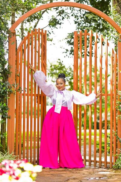 Tulips Palazzo Pants - Hot Pink