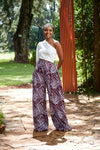 Ifunaya Palazzo Pants - Maroon & White Print