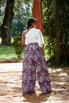 Ifunaya Palazzo Pants - Maroon & White Print