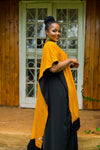 Baridi Reversible Knit Shawl - Mustard & Black