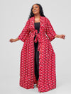 Lukundo African Print Kimono - Red, Black & White Print