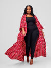 Lukundo African Print Kimono - Red, Black & White Print