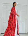 Lukundo African Print Kimono - Red, Black & White Print