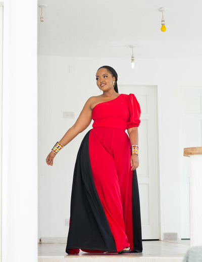 Cinta Palazzo Pants - Red & Black