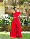 Tulips Palazzo Pants - Red