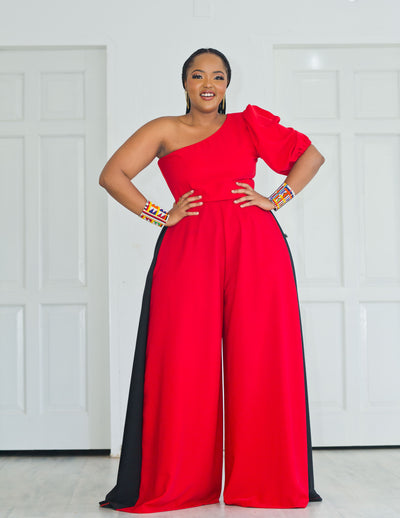 Cinta Palazzo Pants - Red & Black