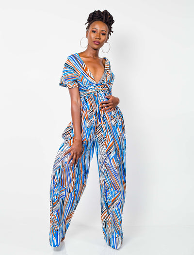 Thika Infinity Jumpsuit - Blue & White Print