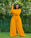 Tulips Palazzo Pants - Mustard Yellow